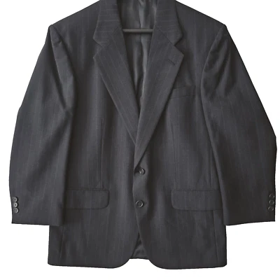 Towncraft Mens Blazer Jacket Size 38 S Worsted Wool Blend Navy Blue Pinstripe - Image 1 of 4