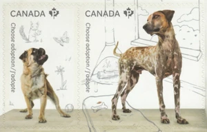 DOGS = BULLDOG = pair cut from booklet ADOPT A PET = Canada 2013 #2639-40 MNH - Picture 1 of 1