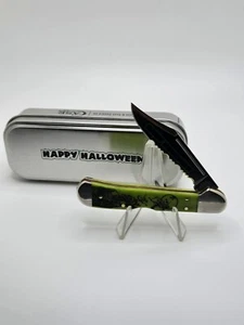 Case xx Knives Mini Copperlock Halloween Green Bone 10632 Serrated Pocket Knife - Picture 1 of 6