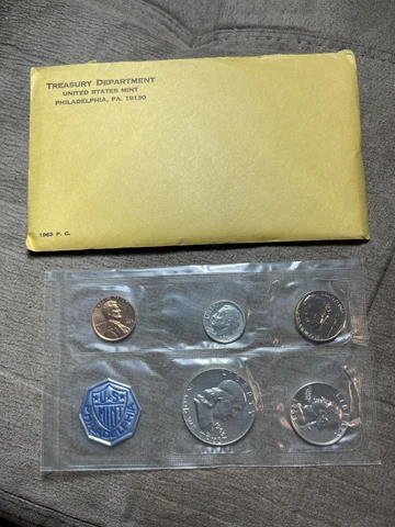 1963 US Mint Proof Set Envelope OGP and COA Cover