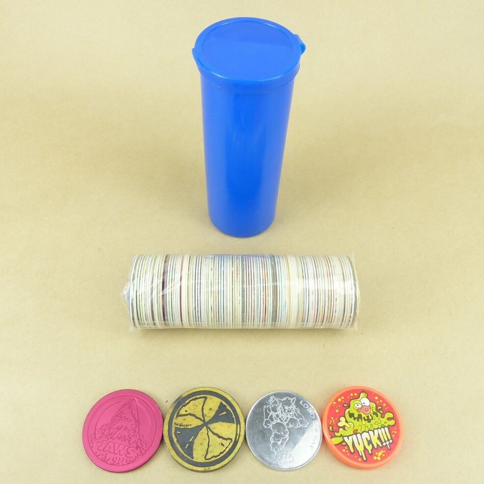 100 Pogs + 4 Slammers + Pog Tube 1990s Retro Nostalgia! Pog Game Ready To Play - Image 1 of 1
