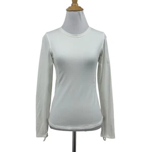 Lucy Tech Shirt Womens S Small White Mesh Side Panels Long Sleeve Workout Top - Picture 1 of 12