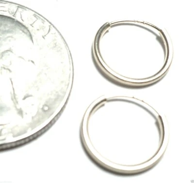 Pendientes de aro finos de oro blanco puro de 14 quilates de 12 mm envío gratuito Foto 1 de 4