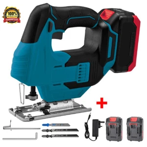 Cordless Jigsaw with 2x Battery 21V Cutter Jig Saw Woodworking Cutting Tool UK - Picture 1 of 7