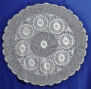 Mantel de encaje blanco 32" redondo estilo ganchillo salón dormitorio - Imagen 1 de 2