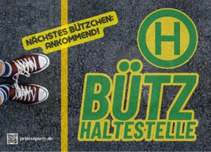 Bützhalte 50 Stück -Party Sticker -  Malle Sticker EXTRA GROSS  10,5 cm x 7,4 cm - Bild 1 von 1