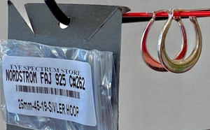 Pendientes de aro de plata 925 NORDSTROM FAJ 25 mm $45 nuevos sin etiquetas #262 - Imagen 1 de 2
