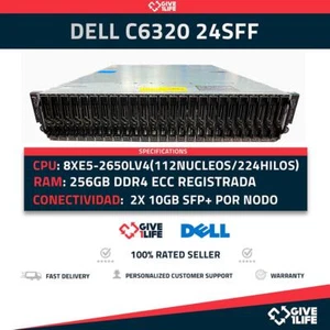 Servidor Rack DELL C6320 24SFF 4xNODOS RW6H4 – 8 x E5-2650Lv4 (112C/224T) + 2... - Picture 1 of 10