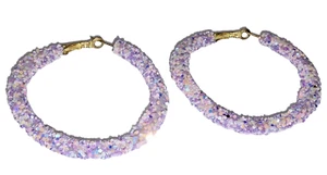 Beautiful Hoop Earrings Sparkle Purple-Blue Statement Holiday Jewelry Large 2" - Bild 1 von 15