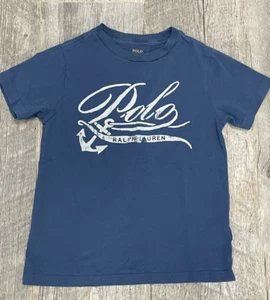 Little Boy (sz5) Polo Ralph Lauren Logo Tshirt with Anchor in Blue - Picture 1 of 3