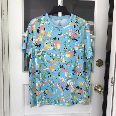 Tek Gear Bold Print Men's Blue Athletic T-Shirt Sz L Polyester Blend Novelty New - Image 1 of 4