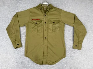 VINTAGE Boy Scouts of America Shirt Youth Medium Green Button Up Polyester 60s - Picture 1 of 14