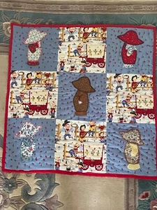 Baby Quilt Handmade New Sunbonnet Sam Hand Quilted Appliqué cowboy scene - Picture 1 of 14