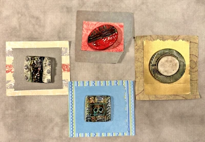 4 Handmade sewing buttons Raku fired clay Dimensions - Image 1 of 4