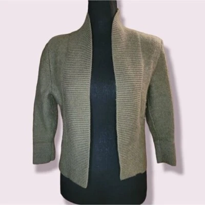 MERINO Wool, Olive Green Sweater Cardigan. Elena Solano Brand, Size Small - Image 1 of 4