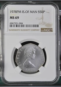 1978 Isle of Man Silver 50 pence - NGC MS 69 - Picture 1 of 2