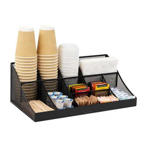 Cup and Condiment Station, Countertop Organizer, Coffee Bar, Kitchen, Metal - Picture 1 of 6