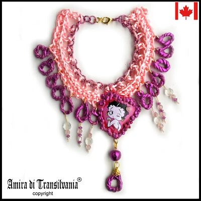 Betty Boop Moda Gargantilla Collar Dije Camafeo Colgante Joyería Medallón Foto 1 de 4