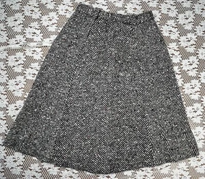 Vintage 1950s 1960s Home Sewn Textured Heavy Wool Midi Paneled Skirt - Picture 1 of 6