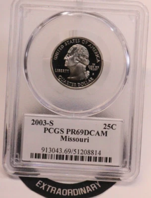 2003-S 25C Clad Missouri State Quarter PCGS PR69DCAM GENUINE BEAUTIFUL COIN - Image 1 of 4
