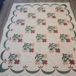 Vtg Carolina Lily Quilt Blanket Bedspread Multicolor Floral Cotton Hand Made - Picture 1 of 23
