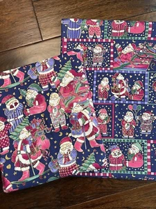 Hi Fashion Fabrics Christmas Vintage Metallic Gold- Pink Santa 90”x21, 33”x44” - Picture 1 of 6