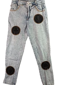 80s Gazoz Extra Label Women's 13 Art To Wear Vintage Stretch Jeans Light Wash - Picture 1 of 18