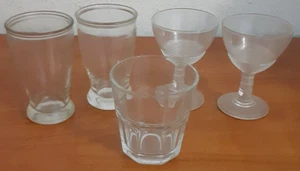 Mismatched Vintage Glassware Set Tumblers Wine Glasses beer bar LOT of 5 barware - Picture 1 of 12