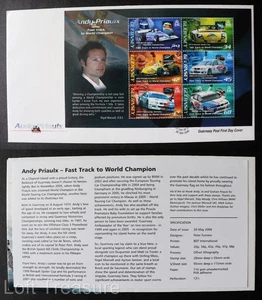 Guernsey Stamps: "Andy Priaulx - FIA World Champion" 6v Souvenir Sheet FDC 2006 - Picture 1 of 3