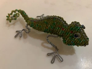 Grüner Beadworx 6,5 Zoll Glasperlengecko – handgefertigte lockige Schwanz Eidechse Figur 🦎 - Bild 1 von 5