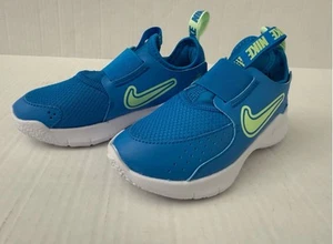 NIKE FLEX RUNNER 3 Kids Running Shoes Unisex Size 10C Blue Vapor Green White - Picture 1 of 10