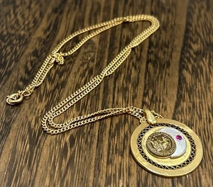 12K GF Great Seal State of NC Award Anhänger Halskette Kabel Kette 18”L Robbin’s A - Bild 1 von 11