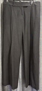 Ann Taylor 87 % Wollmischung gefütterte Anzughose 4P schwarz gestreift weites Bein Falten - Bild 1 von 11