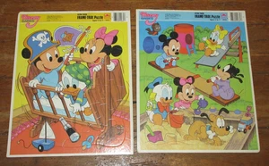 2 Vintage 1984 Golden Tray Puzzles Disney Babies Mickey Minnie Mouse Donald Duck - Picture 1 of 10