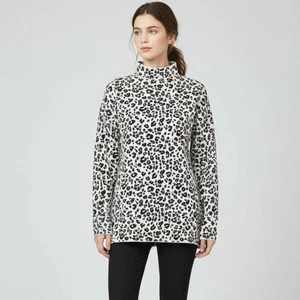 LOFT Leopardenmuster 100% Baumwolle Stehkragen Pullover Langarm Gr. XL - Bild 1 von 11