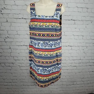 Vestido Vaina De Colección Pantalones Multicolor Floral Rayas 100% Algodón Sin Forro EE. UU. 12 - Imagen 1 de 9