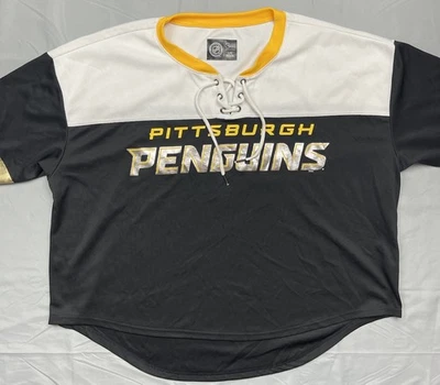 Camiseta deportiva corta con cordones para mujer Pittsburgh Penguins talla grande G-III Foto 1 de 4