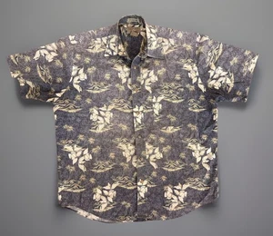 Camisa hawaiana sin arrugas edición natural para hombre M azul floral algodón abotonada - Imagen 1 de 3