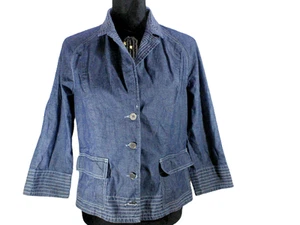 Chico's blaue Bluse 100 % Baumwolle Knopfleiste Hemd Langarm Damengröße 1 - Bild 1 von 7