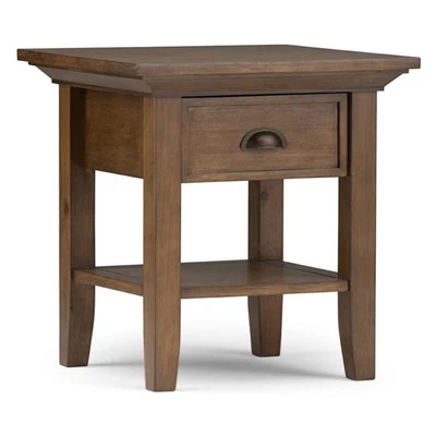 Simpli Home Redmond Wood 19" Square Transitional End Side Table in Rustic Nat... - Image 1 of 4
