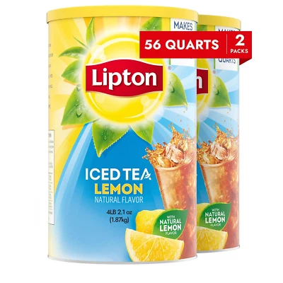 Mezcla de té helado endulzado con limón Lipton, hace 28 cuartos de galón (paquete de 2) Foto 1 de 4