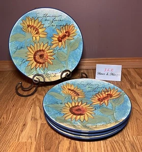 Cracker Barrel Susan Winget Set Of 4 SUNFLOWER Dinner Plates 10.5” EUC - Picture 1 of 12