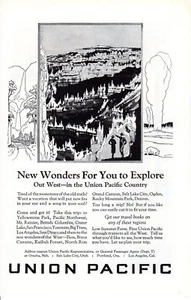 1926 Tren publicitario impreso vintage Union Pacific Country viene a Minnesota estrella roja - Imagen 1 de 2