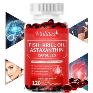 Astaxanthin 32mcg - Skin and Eye, Heart and Cardiovascular Health, Antioxidant - Picture 1 of 16
