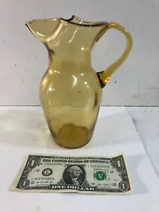 Jarra de vidrio ámbar vintage color caléndula con labio de hielo - Imagen 1 de 3
