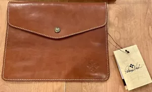 NWT PATRICIA NASH NEW UNUSED TAN LTHR ENVELOPE CLUTCH MID TECH PORTFOLIO IPAD - Picture 1 of 11