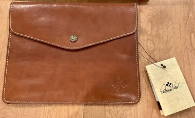 全新带标签 PATRICIA NASH 全新未使用 TAN LTHR ENVELOPE CLUTCH 中号 TECH PORTFOLIO IPAD — 第 1/4 张图片