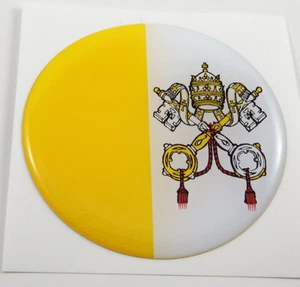 Vatican flag Round domed car decal emblem 3D sticker 2.44" - Imagen 1 de 2