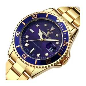 Genuine Deerfun Homage Watch Blue Gold Date Watches Top Quality Sale UK Stock - Picture 1 of 4