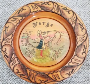 Volkskunst Holzplatte Norge 7" Bergszene - Bild 1 von 5